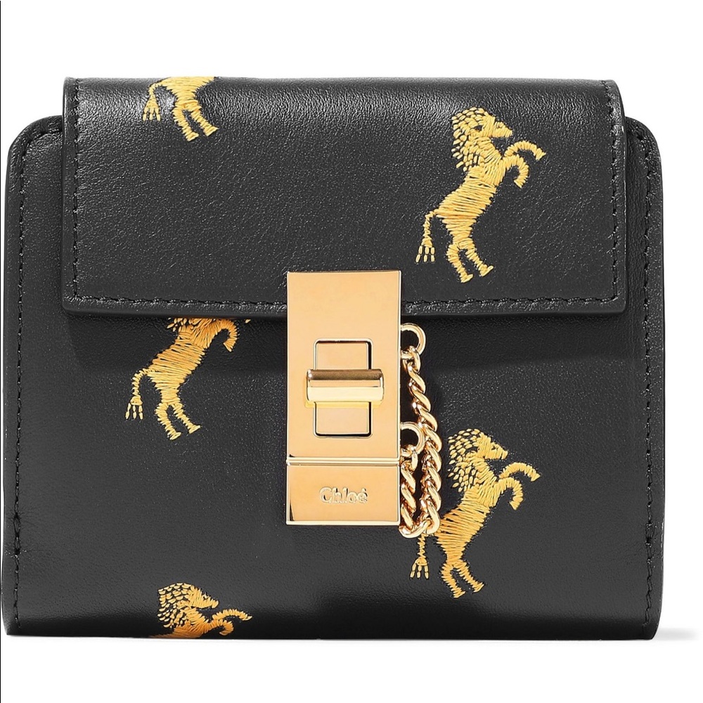 Chloe Drew Embroidered Leather Wallet NWT